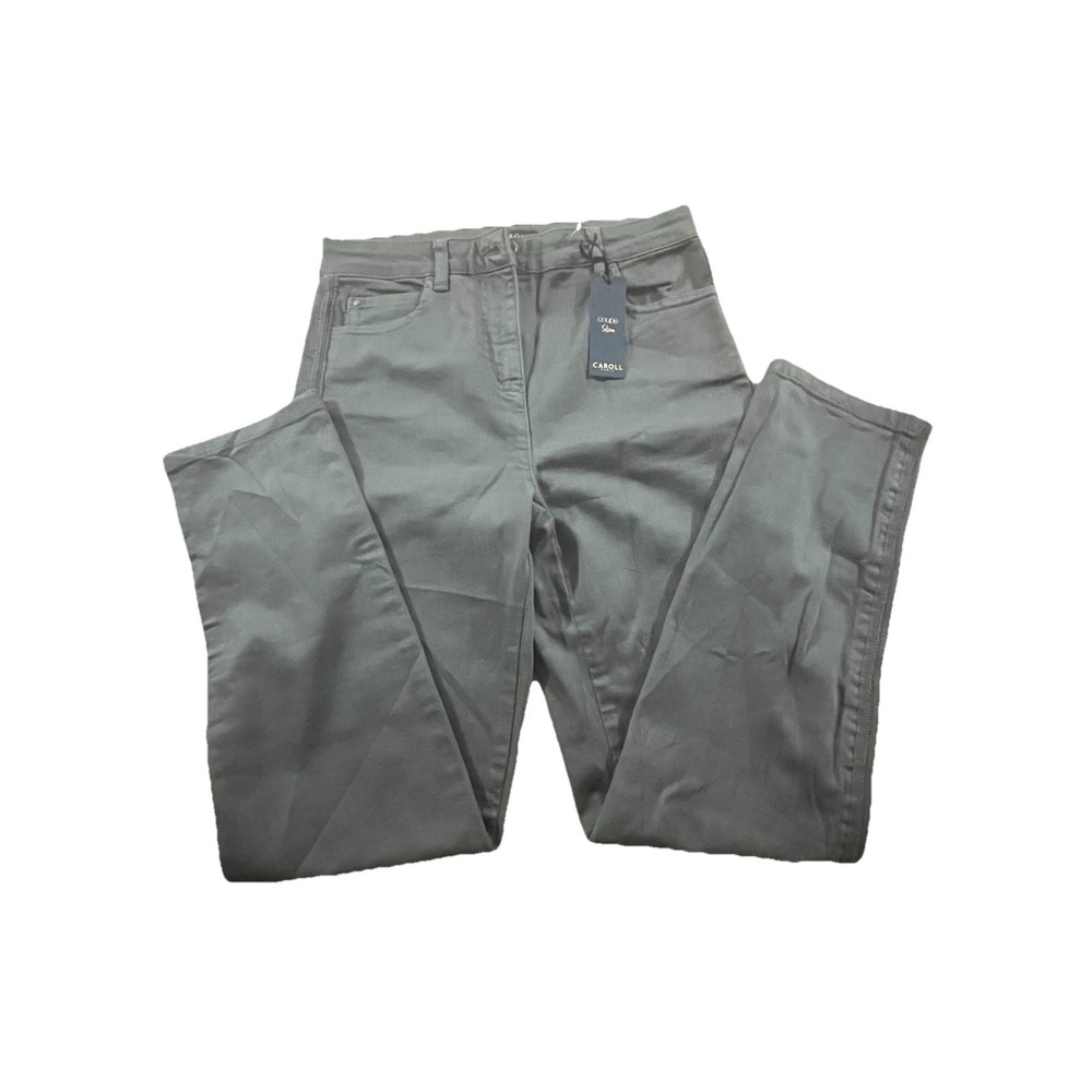 Caroll Paris NWT Peaceful Slim Trousers 36 Olive Green Utility Quiet Outdoor
